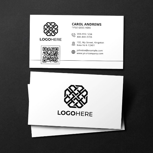 Modern Logo QR Code Eenvoudig Wit Algemeen Visitekaartje