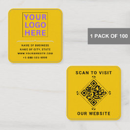 Modern Logo & QR Code | Goudkleurige afgeronde hoe Vierkante Visitekaartje