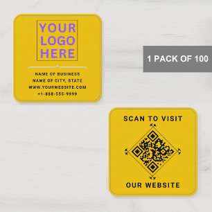 Modern Logo & QR Code   Goudkleurige afgeronde hoe Vierkante Visitekaartje