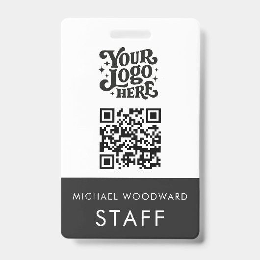 Modern Logo QR-code naamkaart personeel Badge (Voorzijde)