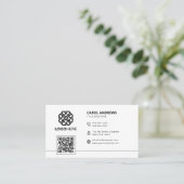 Modern Logo QR Code Plain White Generic Visitekaartje (Staand voorkant)