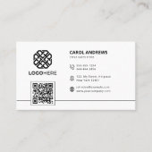 Modern Logo QR Code Plain White Generic Visitekaartje (Voorkant)