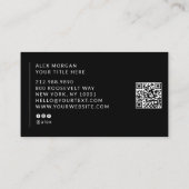 Modern Logo QR-code Professioneel Zwart Visitekaartje (Achterkant)