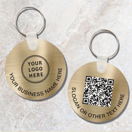 Modern Logo QR Code Promotionele Goud Sleutelhanger