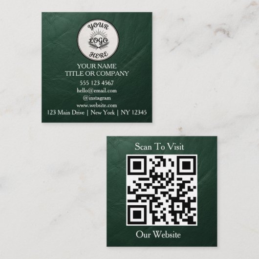 Modern Logo QR Code Scan Website Vierkant Vierkante Visitekaartje (Voorkant / Achterkant)
