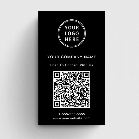 Modern Logo QR Code Zwart Visitekaartje