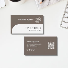 Modern Logo QR Creative Agency Taupe Visitekaartje