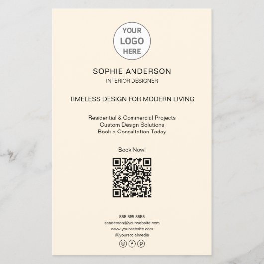 Modern Logo QR Minimaal Professioneel Bedrijf Flyer (Voorkant)