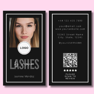 Modern Logo QR Review Zwart Wit Lash Artiest Visitekaartje
