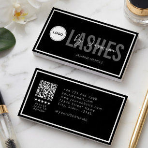 Modern Logo QR Review Zwart Witte Wimper Kunstenaa Visitekaartje