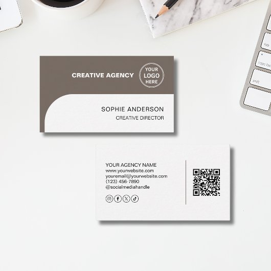 Modern Logo QR Social Media Creative Agency  Visitekaartje