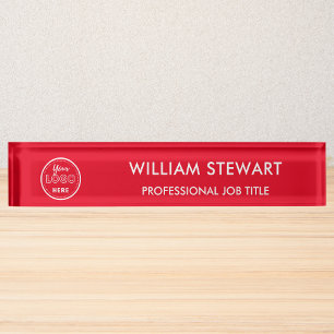 Modern Logo Red Medewerker Personeelsminimalistisc Naambordje