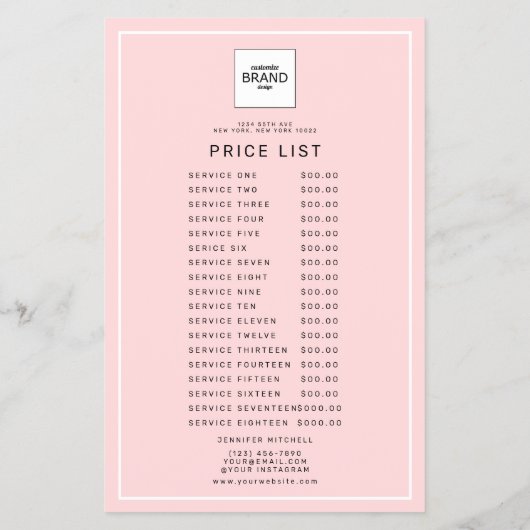 Modern Logo Roze Sfeer Schoonheid Prijs Service Li Flyer (Achterkant)