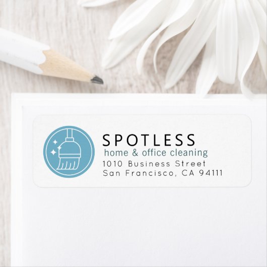 Modern Logo Schoonmaakbedrijf Retouradres Bezem Etiket (Insitu)