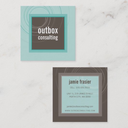 MODERN LOGO smart square icoon monogram mint bruin Vierkante Visitekaartje (Voorkant / Achterkant)