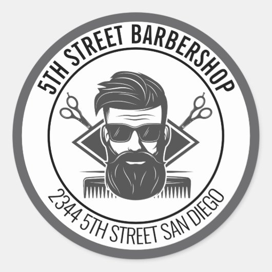 Modern logo sticker voor herenkapper (Voorkant)