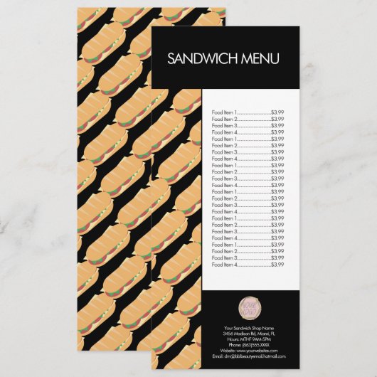 Modern logo van zandwichshop delicatessenmenu menu (Voorkant / Achterkant)