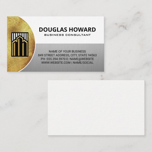 Modern logo voor vastgoed | Goud Zilver Wit Visitekaartje (Voorkant / Achterkant)