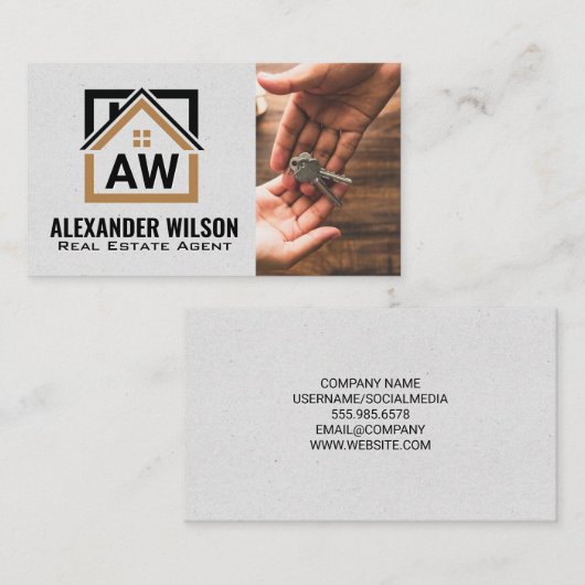 Modern logo voor vastgoed | Monogram | Sleutels ov Visitekaartje (Voorkant / Achterkant)