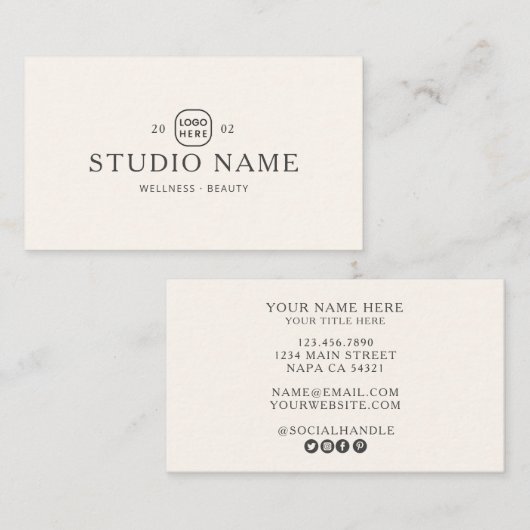 Modern Logo Wellness Schoonheidsstudio Visitekaartje (Voorkant / Achterkant)