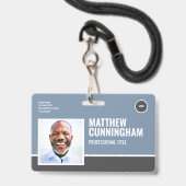 Modern Logo Werknemer Foto Naam Barcode Horizontaa Badge (Voorzijde met lanyard)
