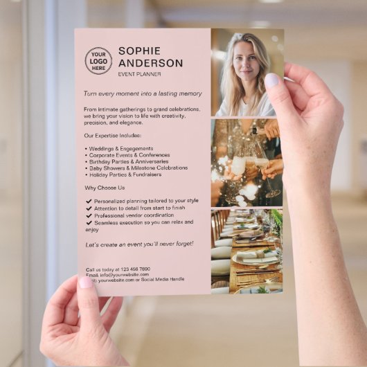 Modern Logo White Event Planner Roze Promotie Flyer