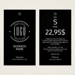 Modern logo zwart wit kledinglabel hangtag visitekaartje