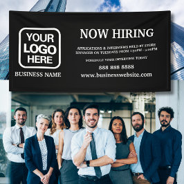 Modern Logo Zwart Wit Nu Verhuren Spandoek