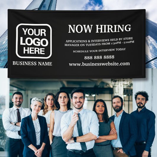 Modern Logo Zwart Wit Nu Verhuren Spandoek