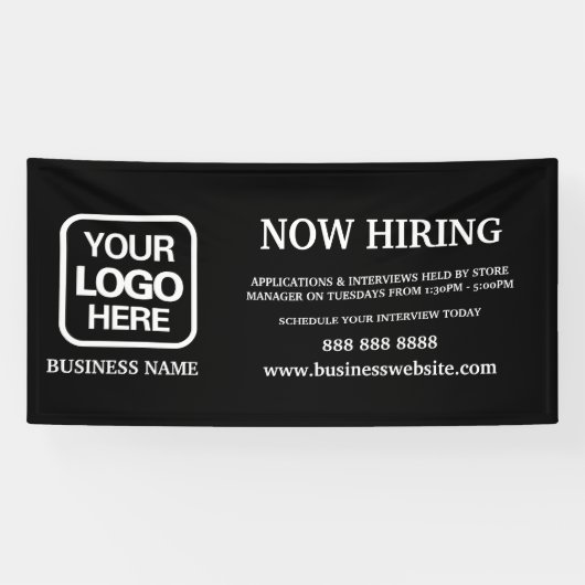 Modern Logo Zwart Wit Nu Verhuren Spandoek (Horizontaal)