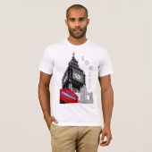 Modern London Red Telephone Box Big Ben Clock T-shirt (Voorkant volledig)