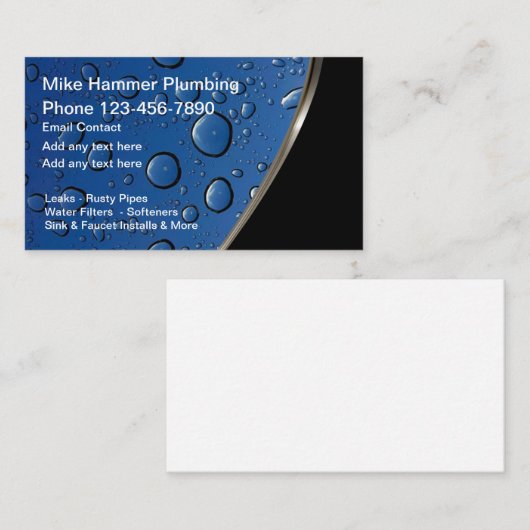 Modern Loodgieter Water Thema Ontwerp Visitekaartje (Voorkant / Achterkant)