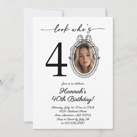 Modern Look Who's 40 foto Verjaardag voor volwasse Kaart (Voorkant)