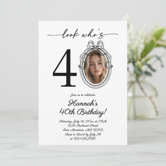 Modern Look Who's 40 foto Verjaardag voor volwasse Kaart (Staand voorkant)