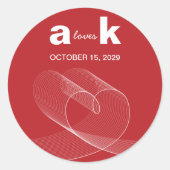 Modern Loop Hart Eenvoudige Liefde Lijnen Rood Bru Ronde Sticker (Voorkant)