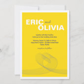 Modern Loopy Heart Love Line Yellow Wedding Invite Kaart (Voorkant)