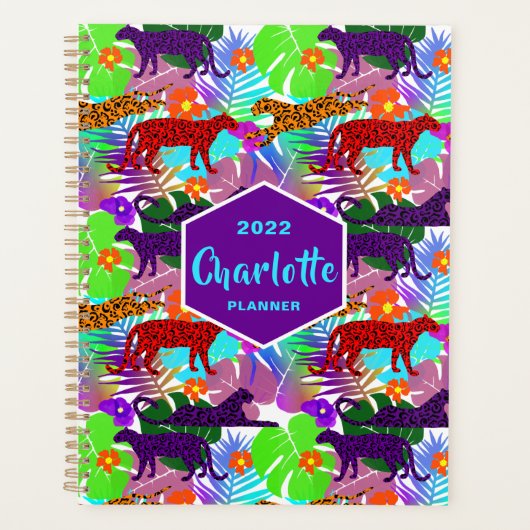 Modern Lopard Tropical Oerwoud, gepersonaliseerd Planner (Voorkant)