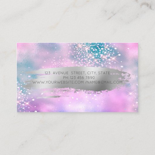 Modern Lotus Brush Cool Holographic Visitekaartje (Achterkant)