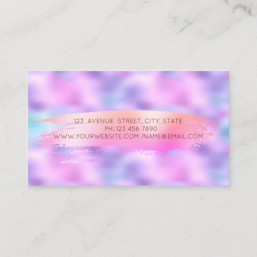 Modern Lotus Brush Stroke Holographic Iridescent Visitekaartje (Achterkant)