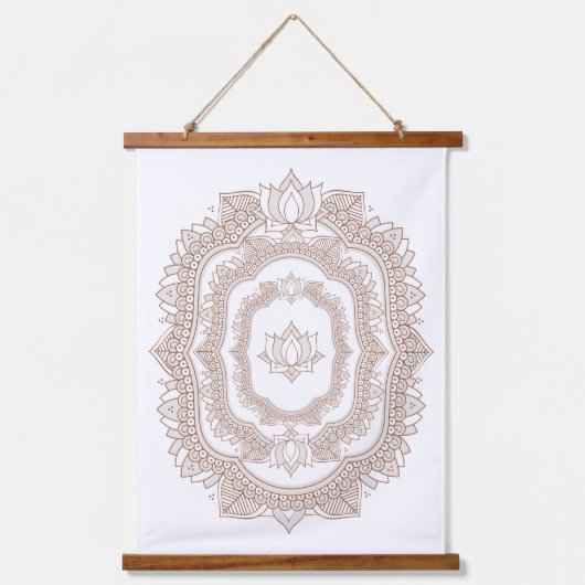 Modern Lotus Flower en Henna Design Hangend Wandkleed (Voorkant)