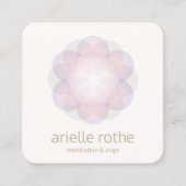 Modern Lotus Flower Mandalal Yoga Teacher Vierkante Visitekaartje (Voorkant)