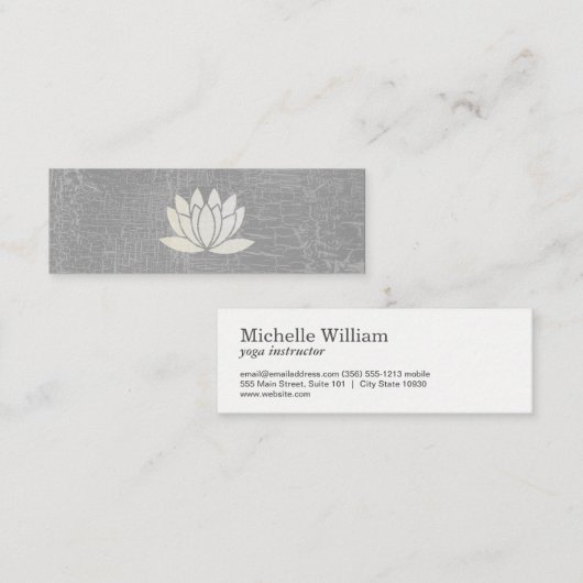 Modern Lotus Flower Marged Grey Mini Visitekaartje (Voorkant / Achterkant)