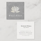 Modern Lotus Flower Marged Grey Vierkante Visitekaartje (Voorkant / Achterkant)
