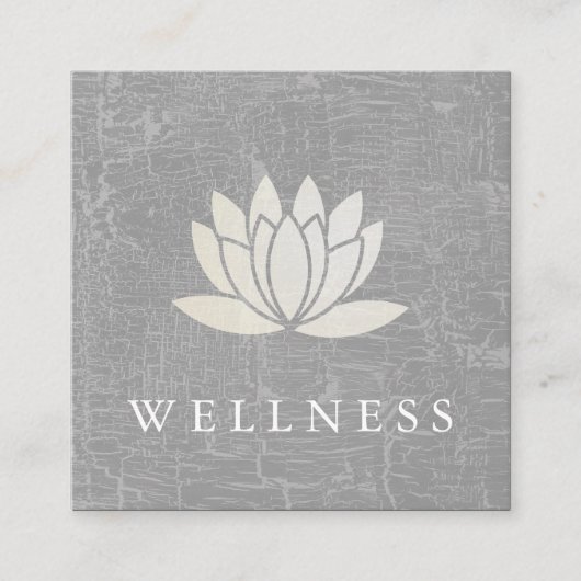 Modern Lotus Flower Marged Grey Vierkante Visitekaartje (Voorkant)