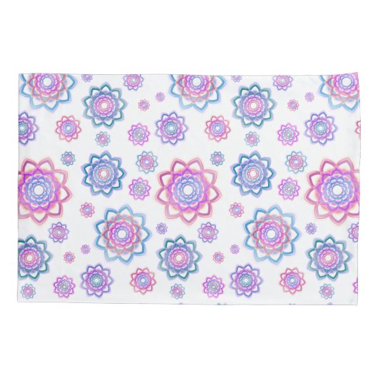 Modern Lotus Flower Pattern Pink Pastel Green Kussensloop (Achterkant-Links)