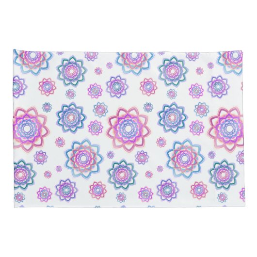 Modern Lotus Flower Pattern Pink Pastel Green Kussensloop (Achterkant-Rechts)