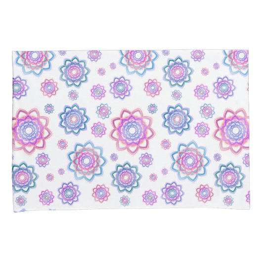 Modern Lotus Flower Pattern Pink Pastel Green Kussensloop (Voorkant-Rechts)