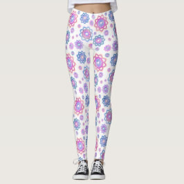 Modern Lotus Flower Pink Pastel Green Leggings