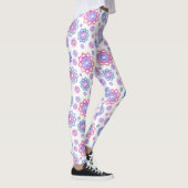 Modern Lotus Flower Pink Pastel Green Leggings (Rechts)