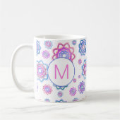 Modern Lotus Flower Pink Pastel Monogram Koffiemok (Links)